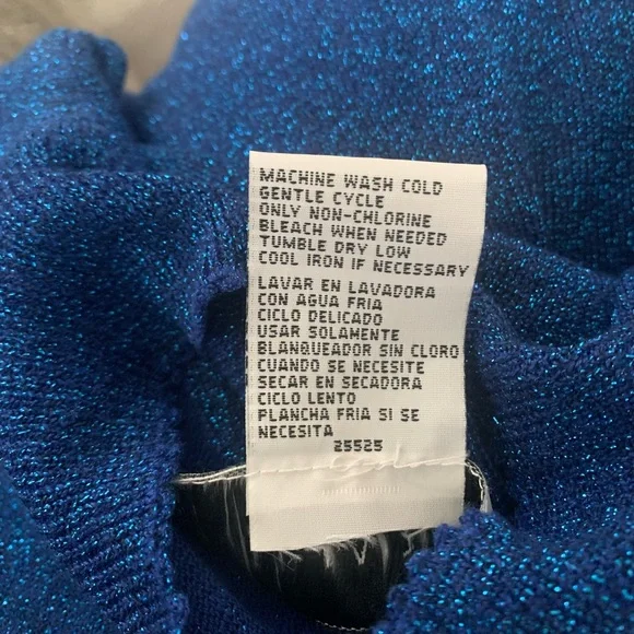 Vintage Sag Harbor Blue Sparkle Glitter Cropped Turtleneck Short Sleeve Top - Picture 8 of 10